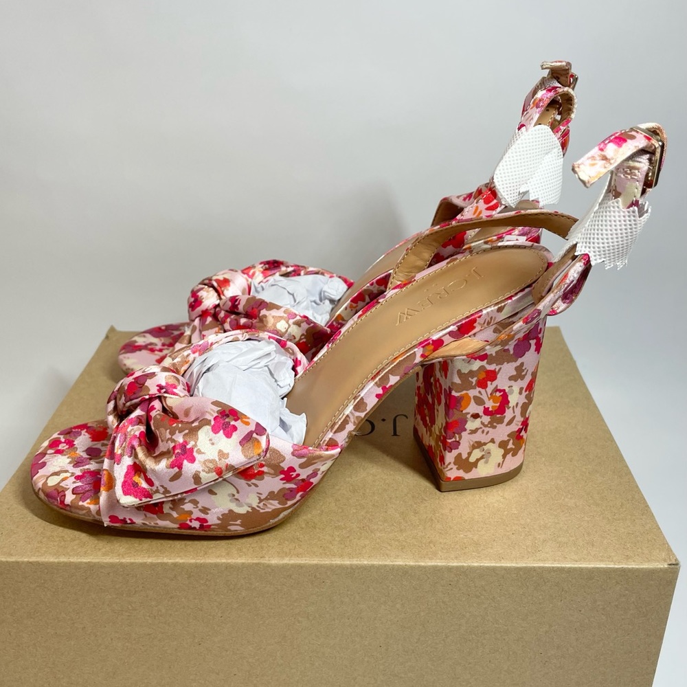NIB J.Crew Women’s Floral Ditsy Printed Knotted Block Heeled Sandals Size 7 / 37